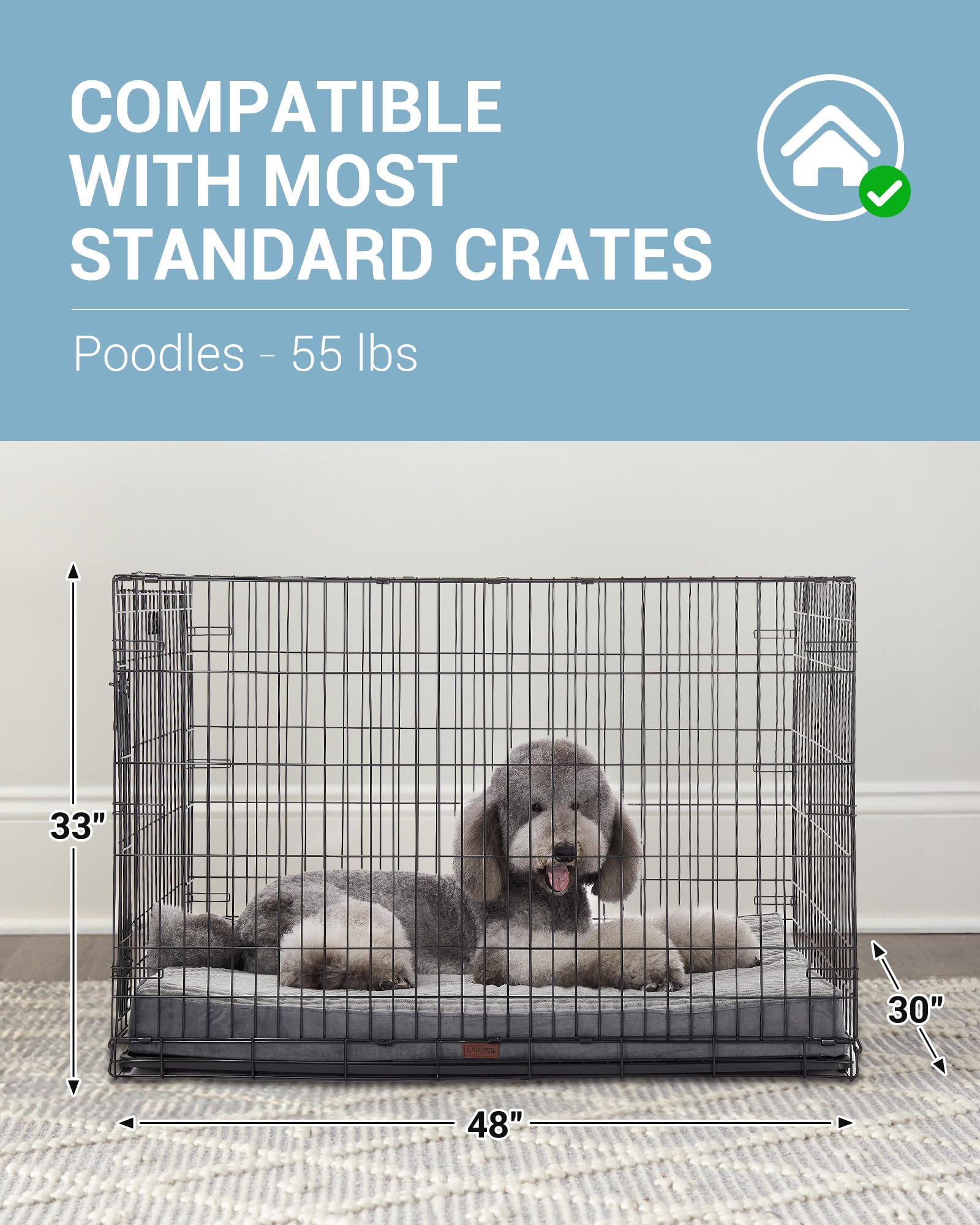 Ohgeni Orthopedic Waterproof & Machine Washable Dog Bed For Extra Large Pets, Suitable For Crates, 25D Egg Crate Foam, Non-Slip